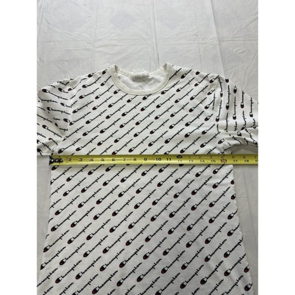 Champion Heritage‎ Men's T-Shirt Size Small, White All Over Logo Print - Picture 4 of 5
